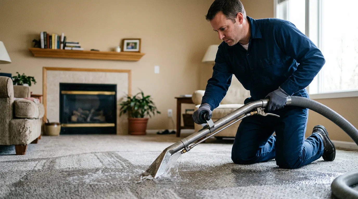 Water damage restoration technician working near Mason, TX